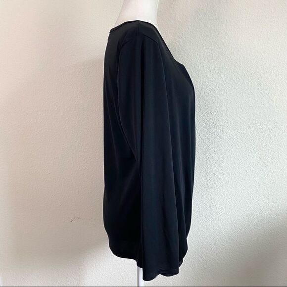 𝅺robert Rodriguez Black Stretchy Natalie Faux Wrap Drape 3/4 sleeve Top L - Picture 4 of 5